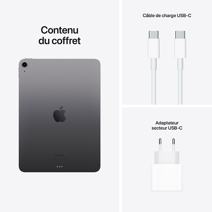 Apple iPad Air (2022) Wi-Fi 64 Go Gris Sidéral pas cher
