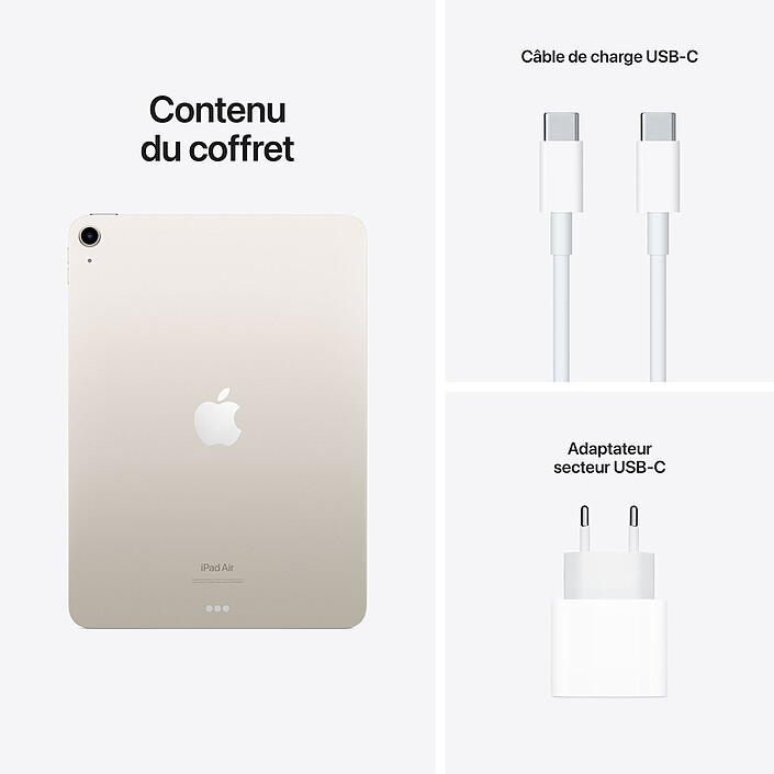 Apple iPad Air (2022) Wi-Fi 64 Go Lumière stellaire pas cher