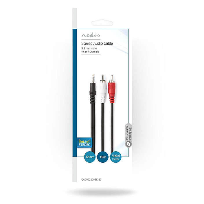Nota Cavo audio Nedis Stereo Jack 3.5 mm maschio a 2x RCA maschio - 15 m