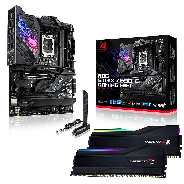 ASUS ROG STRIX Z690-E GAMING WIFI + G.Skill Trident Z5 RGB 32 Go (2 x 16 Go) DDR5 6000 MHz CL40