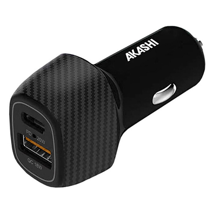 Akashi Turbo Chargeur Allume Cigare USB-C 20W + USB-A Quick Charge 3.0