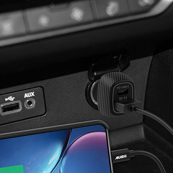 Avis Akashi Turbo Chargeur Allume Cigare USB-C 20W + USB-A Quick Charge 3.0