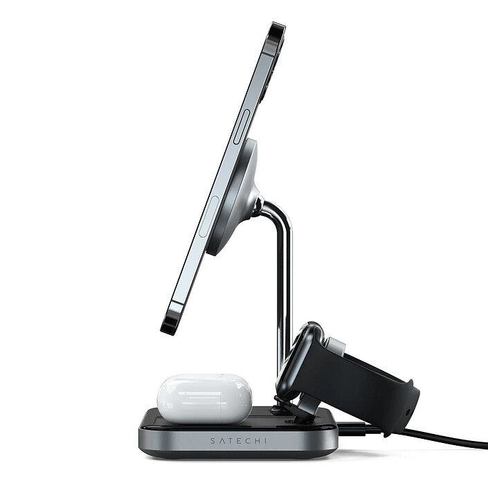 SATECHI Stand de Charge sans fil 3-en-1 en 7.5W pour iPhone 12/13 - Gris pas cher