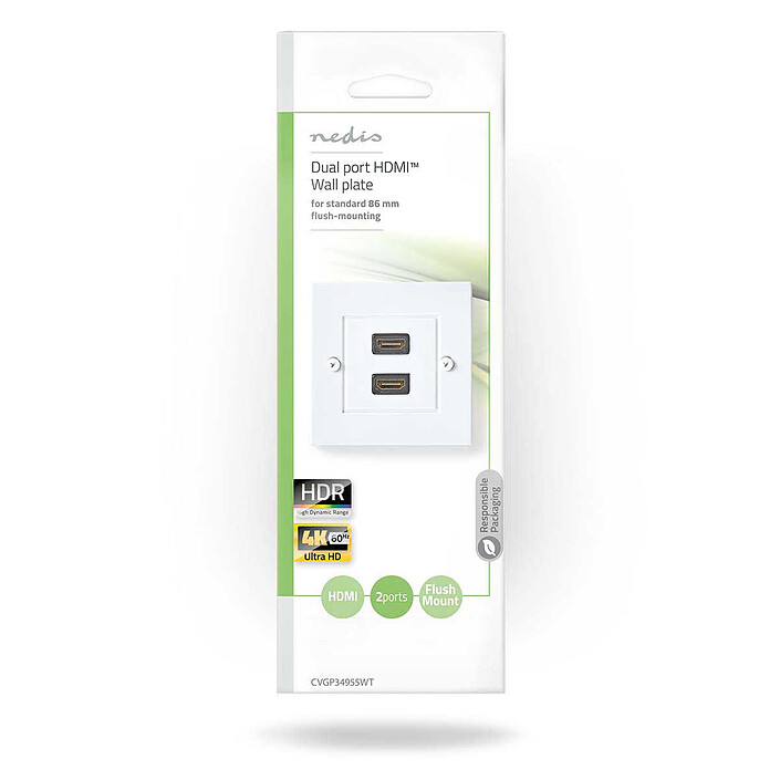 Nedis Boîtier de montage mural à double port HDMI (montage encastré) pas cher