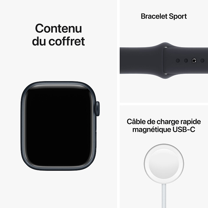 Apple Watch Series 8 GPS Aluminum Minuit Sport Band 45 mm · Reconditionné pas cher
