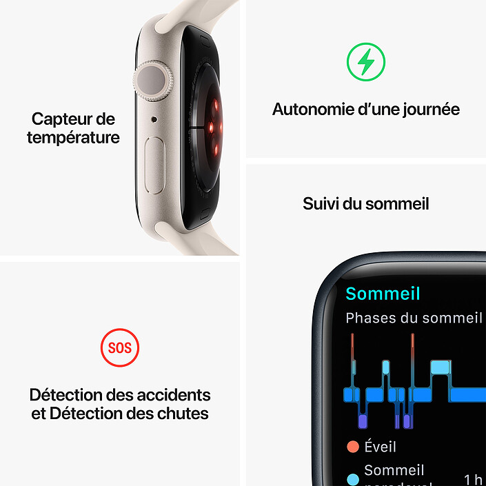 Acheter Apple Watch Series 8 GPS Aluminum Minuit Sport Band 45 mm · Reconditionné