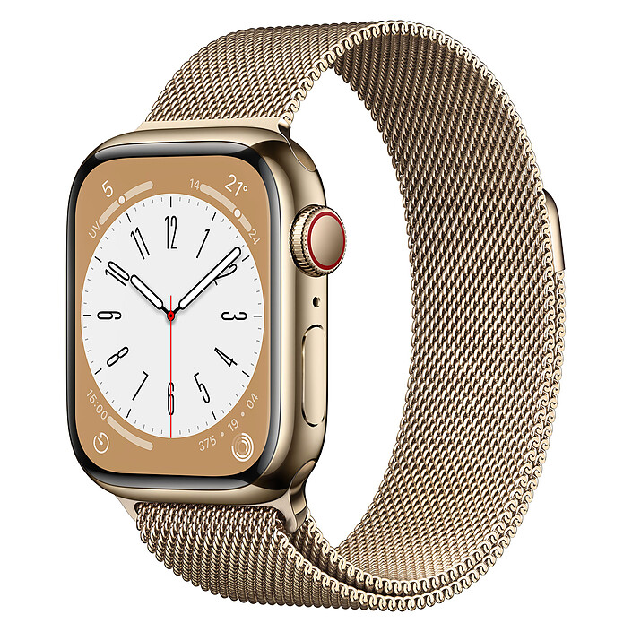 Apple Watch Series 8 GPS + Cellular Acier Inoxydable Or Bracelet Milanais 41 mm