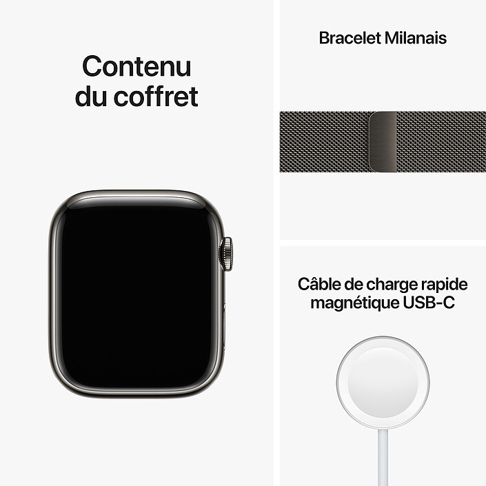 Correa milanesa de acero inoxidable de 45 mm para el Apple Watch Series 8 con GPS + móvil a bajo precio
