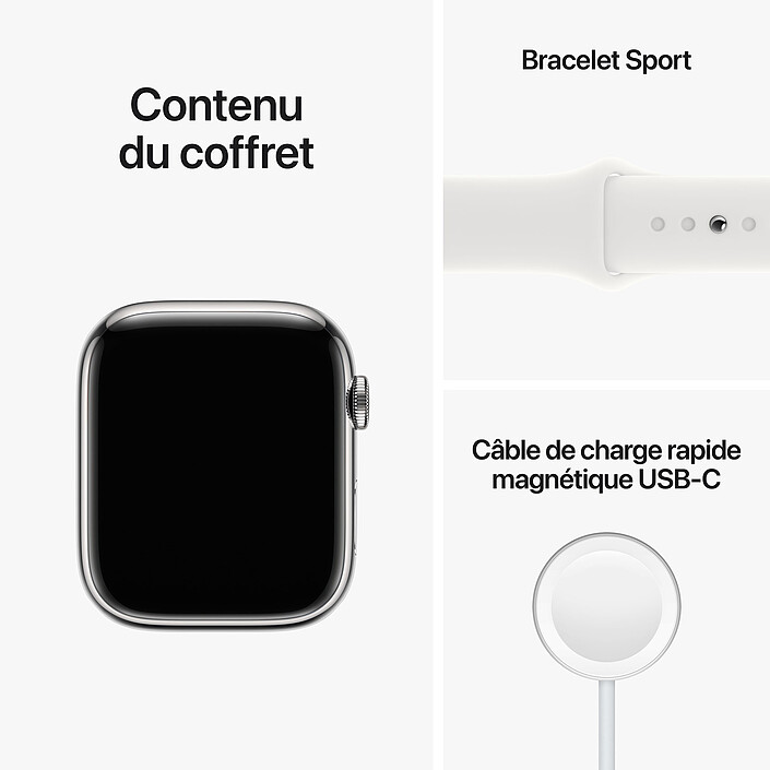 Apple Watch Series 8 GPS + Celular Banda deportiva blanca de acero inoxidable de 45 mm a bajo precio