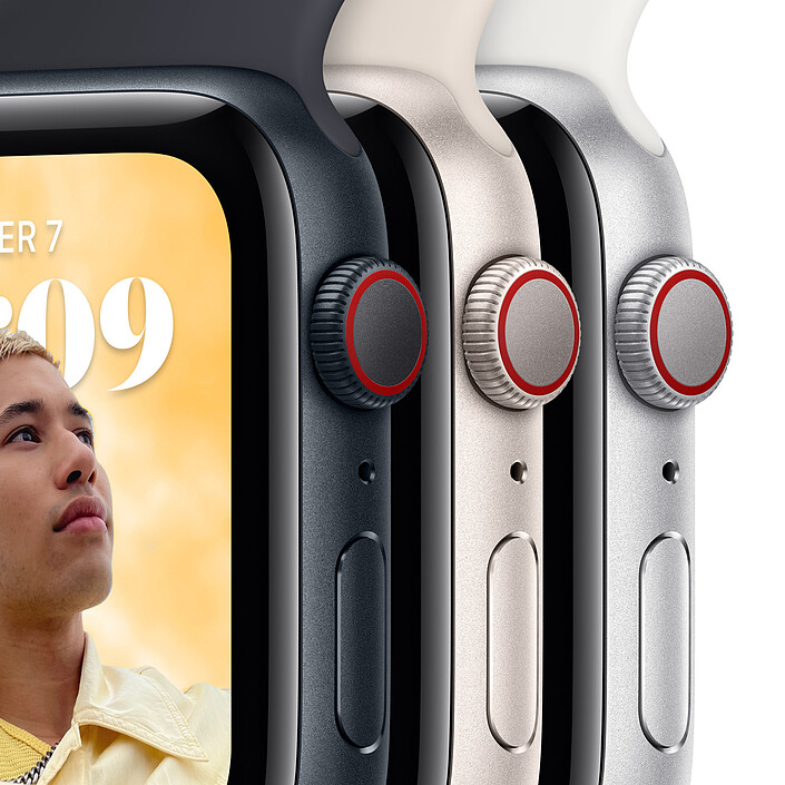 Avis Apple Watch SE GPS + Cellular (2022) Starlight Aluminium Bracelet Sport Starlight 44 mm · Reconditionné