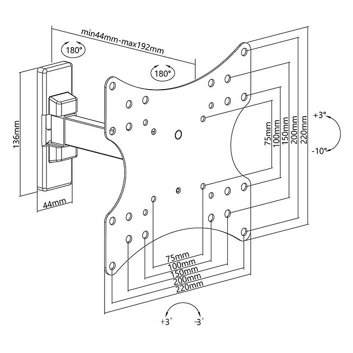 Goobay Supporto da parete Full Motion S (1 asse) per televisori da 23" a 42" economico
