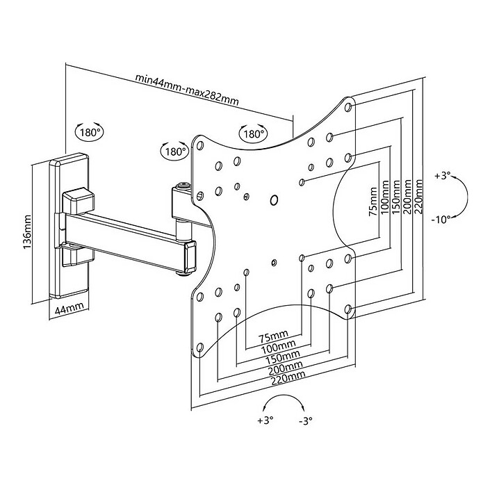 Goobay Supporto da parete Full Motion S (a 2 assi) per TV da 23" a 42" economico