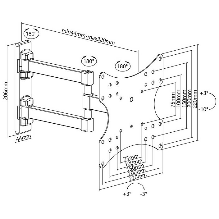 Goobay Full Motion Wall Mount S (3 axes) pour TV de 23" à 42" pas cher
