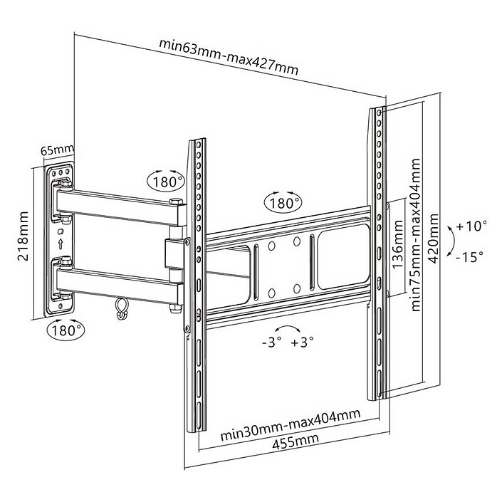 Goobay Full Motion Wall Mount M pour TV de 32" à 55" (81-140 cm) pas cher