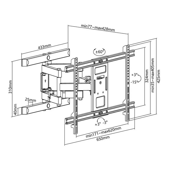 Goobay Full Motion Pro Wall Mount L pour TV de 37" à 70" pas cher