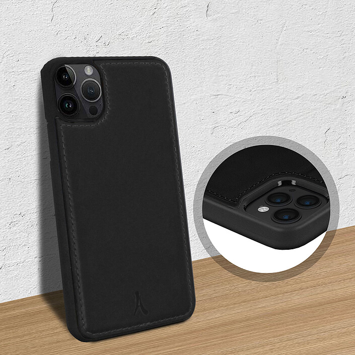 Acheter Akashi Coque Cuir Italien Noir iPhone 14 Pro