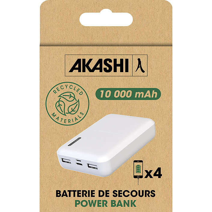 Acheter Akashi Batterie de Secours 10000 mAh Eco (Blanc)