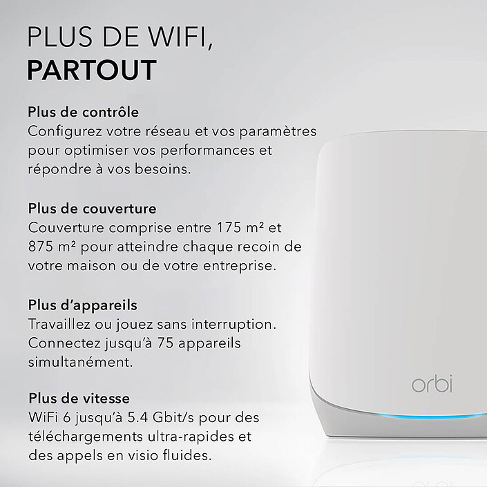 Acheter Netgear Orbi WiFi 6 AX5400 routeur + 2 satellites (RBK763S-100EUS) 