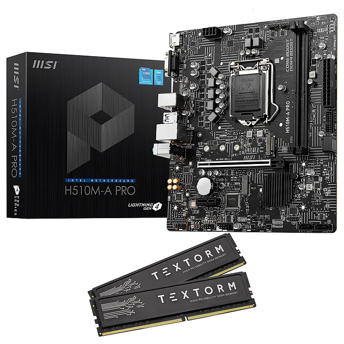 MSI H510M-A PRO + Textorm 16 Go (2 x 8 Go ) DDR4 3600 MHz CL18 