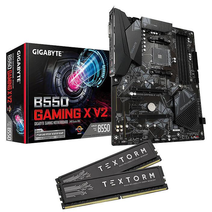 Gigabyte B550 GAMING X V2 + Textorm 16 Go (2 x 8 Go ) DDR4 3600 MHz CL18 