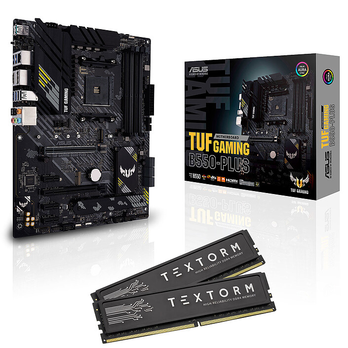 ASUS TUF GAMING B550-PLUS + Textorm 16 Go (2 x 8 Go ) DDR4 3600 MHz CL18 