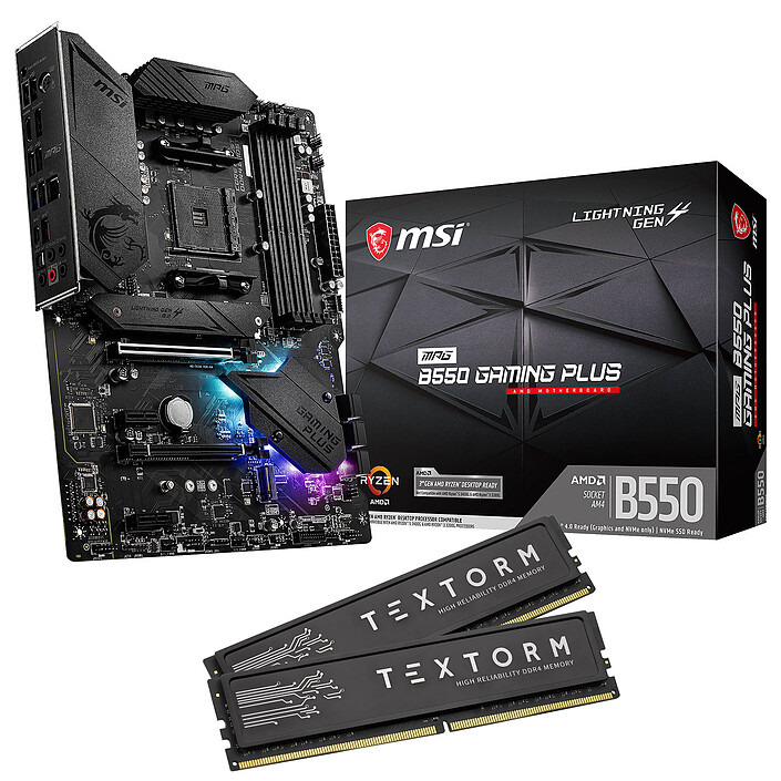 MSI MPG B550 GAMING PLUS + Textorm 16 Go (2 x 8 Go ) DDR4 3600 MHz CL18 