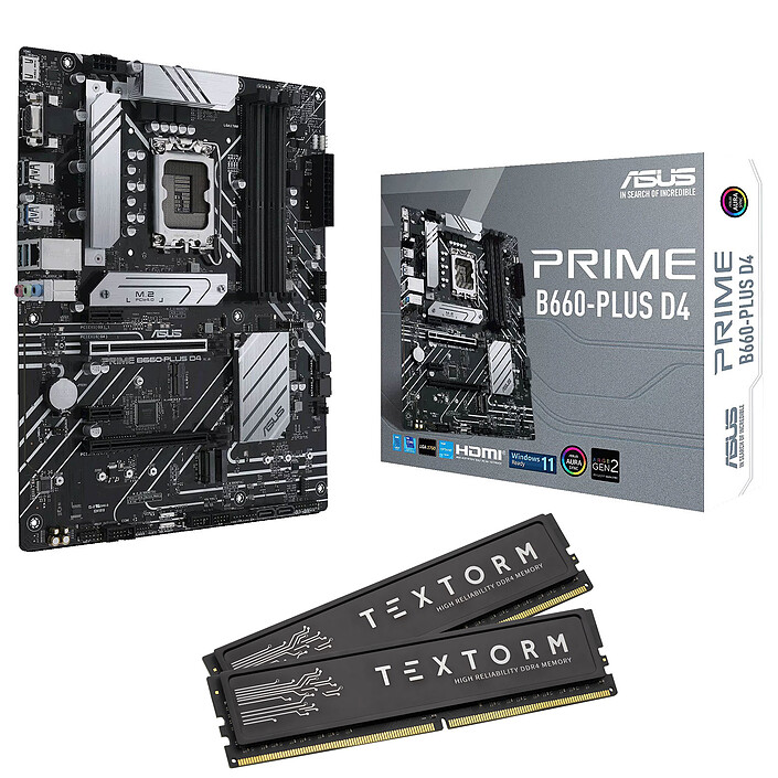 ASUS PRIME B660-PLUS D4 + Textorm 16 GB (2 x 8 GB) DDR4 3600 MHz CL18