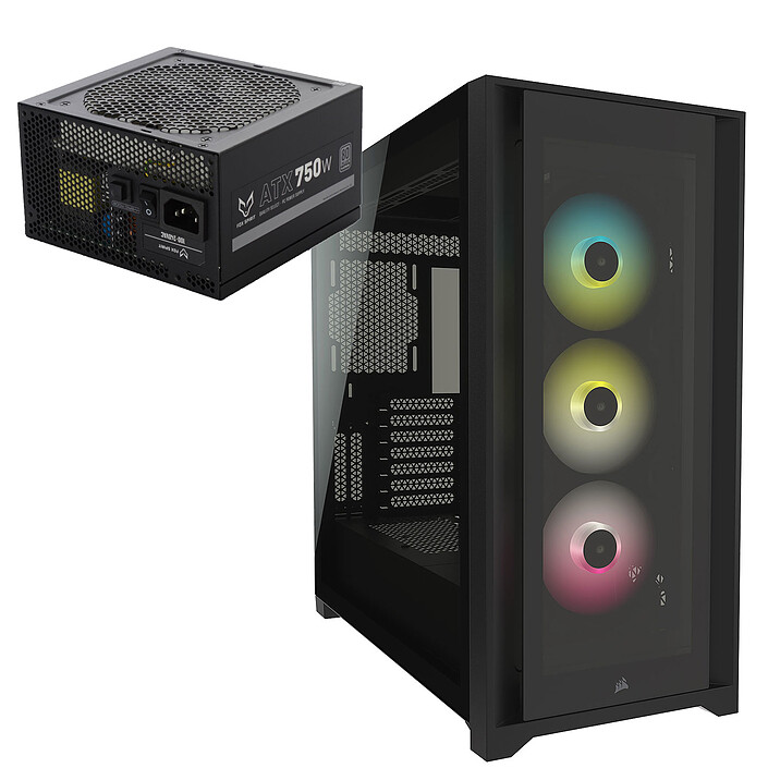 Corsair iCUE 5000X RGB Tempered Glass (Noir) + Fox Spirit GT-750P V2 80PLUS Platinum 