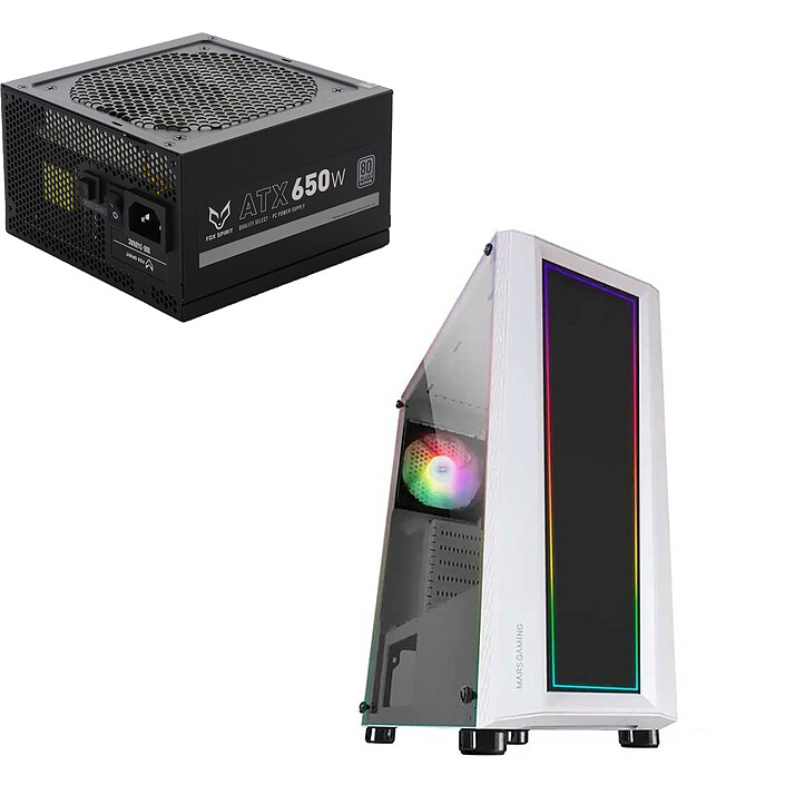 Mars Gaming MC-ART Blanc + Fox Spirit GT-650P V2 80PLUS Platinum 