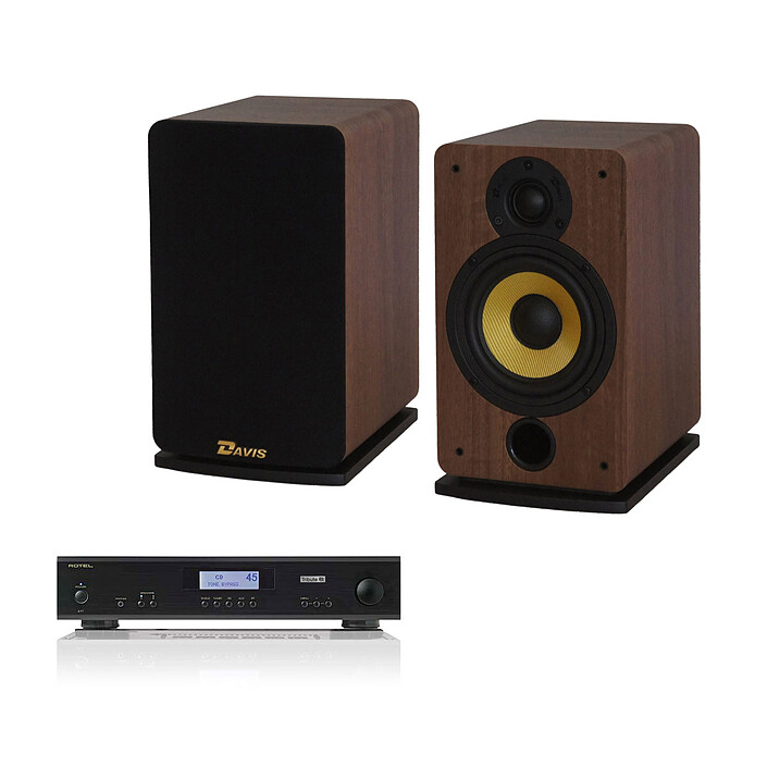 Rotel A11 Tribute Edition Black + Davis Acoustics Eva Walnut