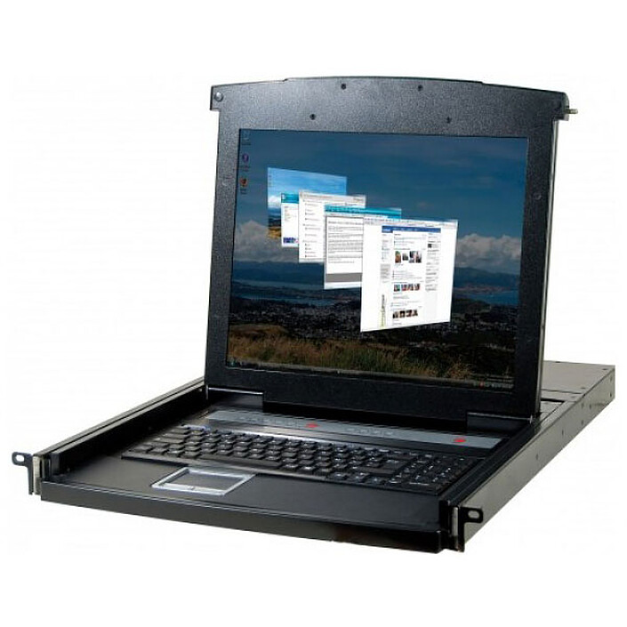 Dexlan 1U rackmount server console - 17" TFT screen - HDMI-USB/PS2 cable included - French AZERTY keyboard with touchpad
