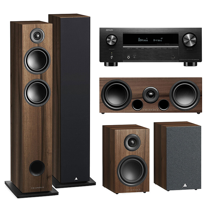 Denon AVR-X2800H DAB Noir + pack d'enceintes Triangle Elara Châtaignier