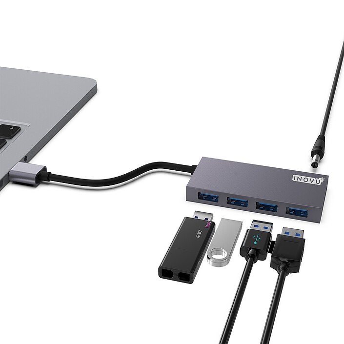 INOVU Hub USB-A/C 3.0 vers 4x USB-A 3.0 (avec alimentation externe) pas cher
