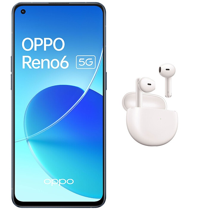 OPPO Reno6 5G Noir Stellaire (8 Go / 128 Go) + OPPO Enco Air Blanc