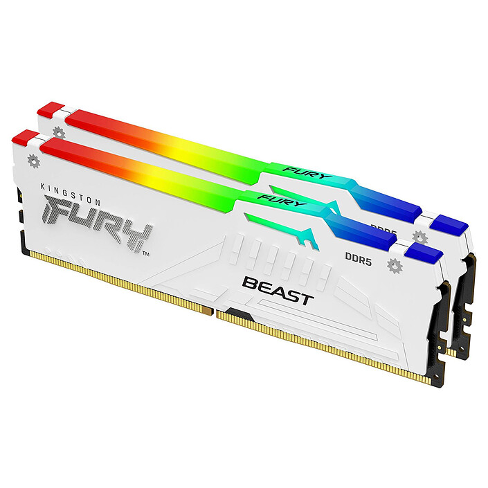 Kingston FURY Beast RGB 32 Go (2 x 16 Go) DDR5 6400 MHz CL32 - Blanc