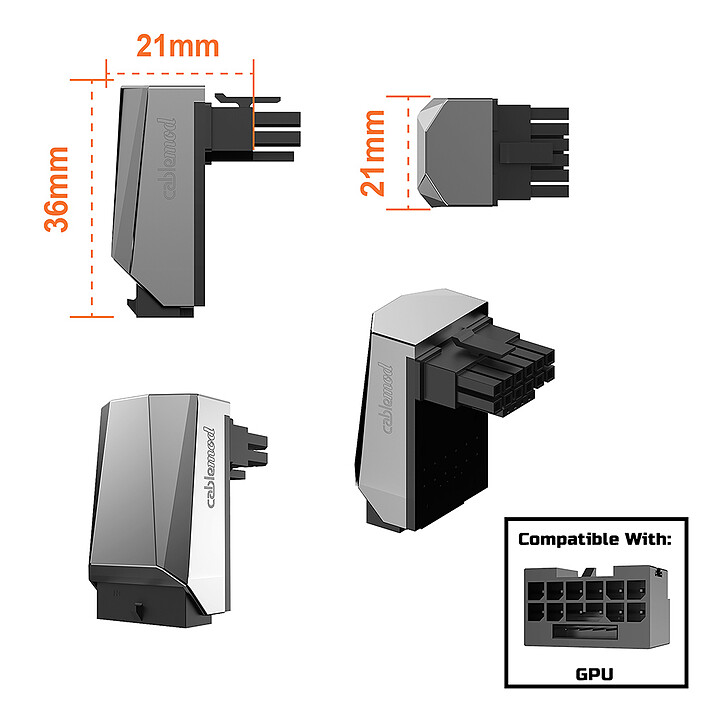 Acheter CableMod Adaptateur 12VHPWR coudé à 90° - Variant A - Noir