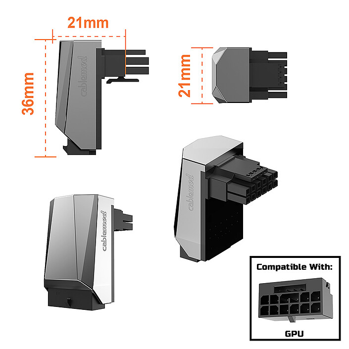 Comprar CableMod Adaptador 12VHPWR Ángulo 90° - Variante B - Negro