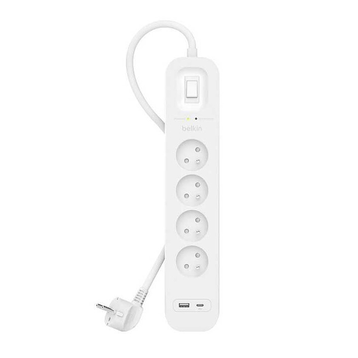 Belkin multiprise parafoudre 4 prises secteur avec 1 port USB-C et 1 port USB-A