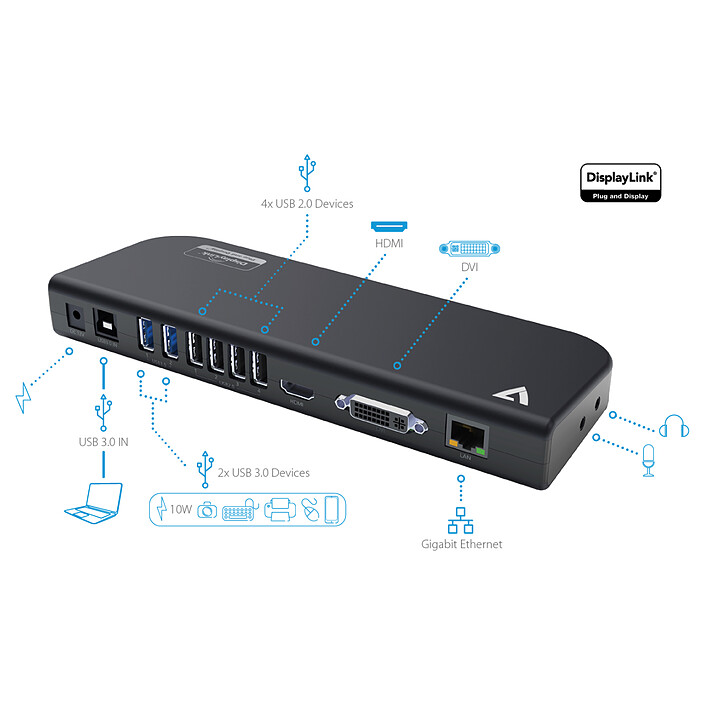 Acheter V7 Station d'accueil USB Dual DisplayLink
