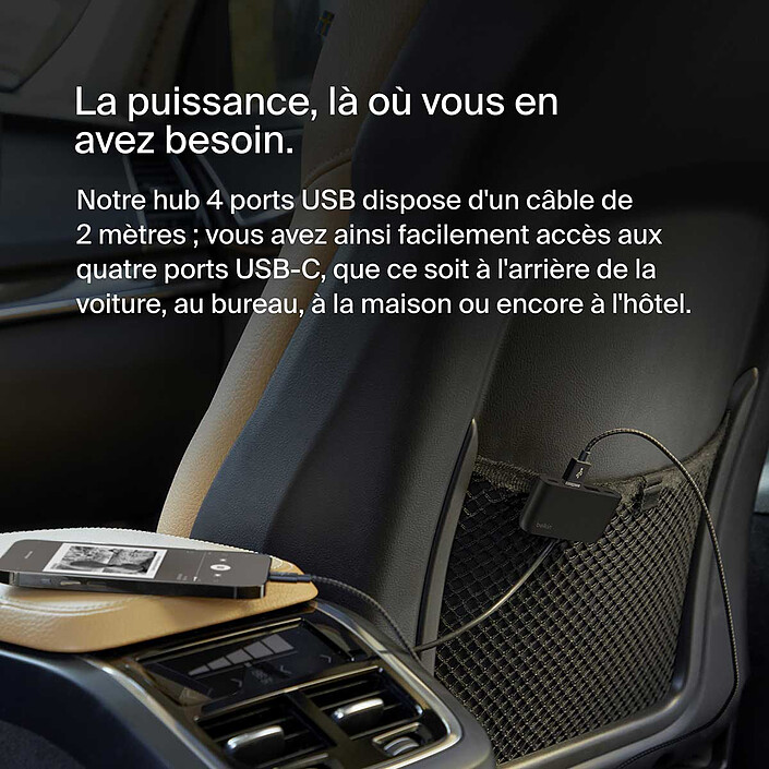 Acheter Belkin Hub de charge avec 4 ports USB-C et USB-A pour voiture (Noir)