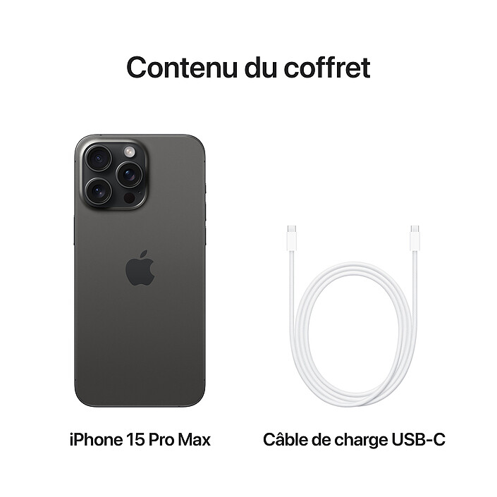 Apple iPhone 15 Pro Max 256 Go Titane Noir · Reconditionné pas cher
