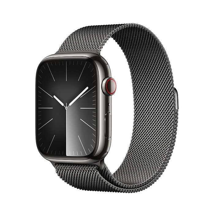 Apple Watch Series 9 GPS + Cellular Acier Inoxydable Graphite Bracelet Milanais 45 mm