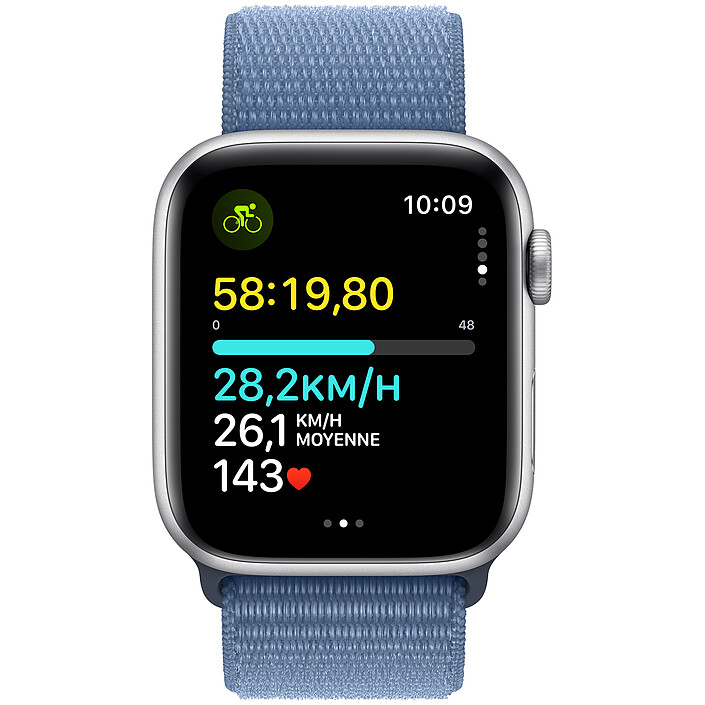 Avis Apple Watch SE GPS (2023) Silver Aluminium Bracelet Sport Loop Winter Blue Sport 44 mm