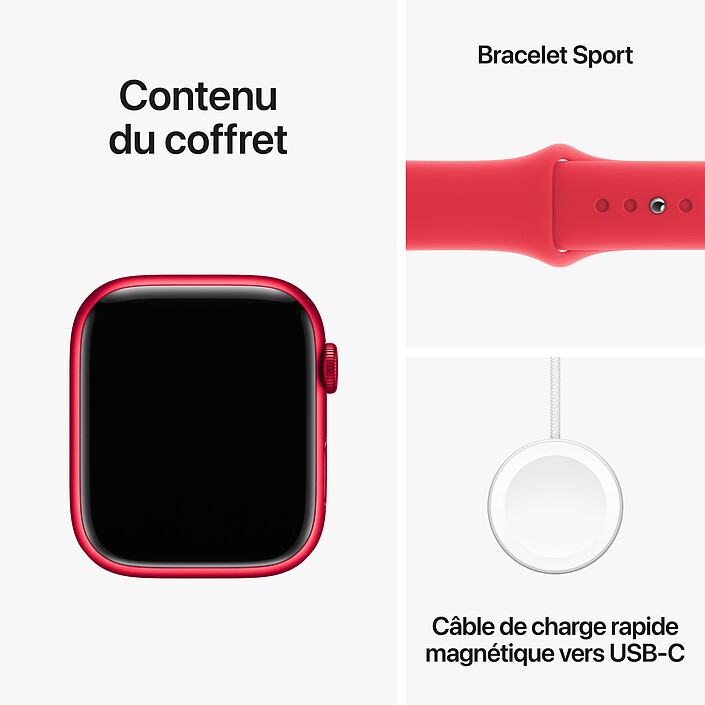 Apple Watch Series 9 GPS Aluminium (PRODUCT)RED Sport Band M/L 45 mm pas cher