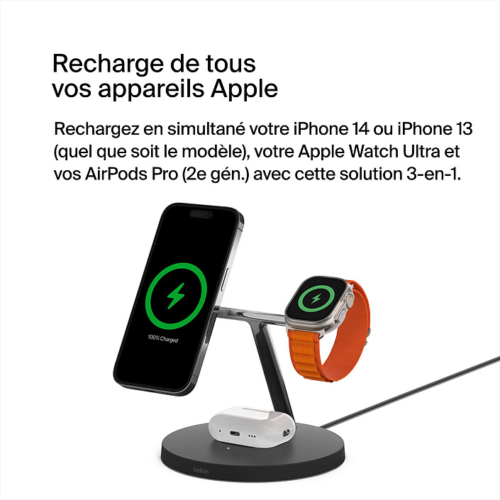 Avis Belkin Chargeur MagSafe 3-en-1 en 15W (Noir)