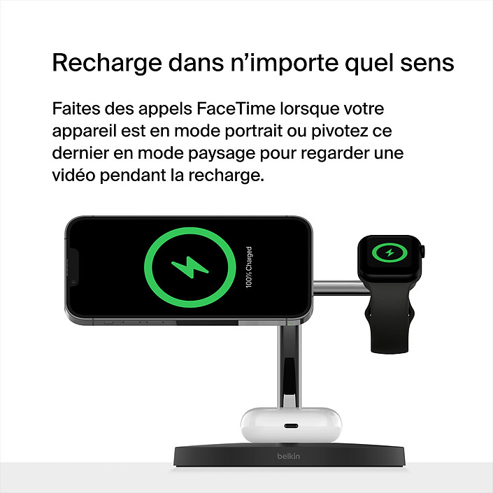 Belkin Chargeur MagSafe 3-en-1 en 15W (Noir) pas cher