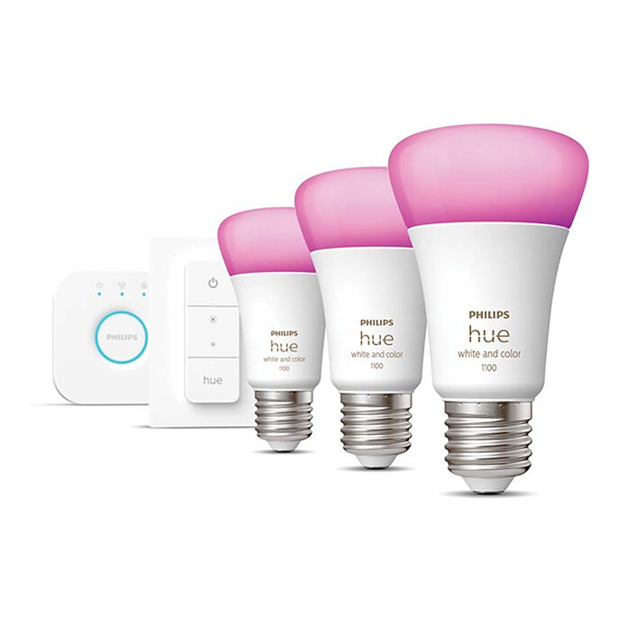 Philips Hue White and Color Ambiance Kit de démarrage E27 A60 8 W Bluetooth x 3 
