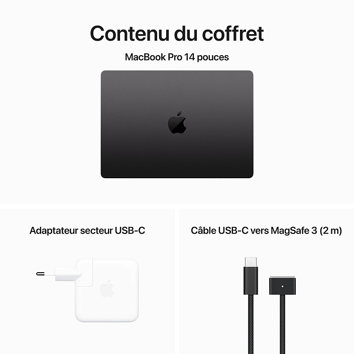 Apple MacBook Pro M3 Pro 14" Noir sidéral 36Go/2 To (MRX33FN/A-CPU12-GPU18-36GB-2TB-QWERTY-US) pas cher