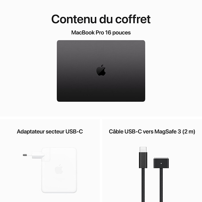 Apple MacBook Pro M3 Max 16" Noir sidéral 36Go/4 To (MRW33FN/A-4TB) pas cher