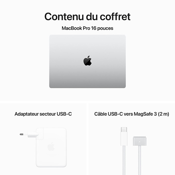 Apple MacBook Pro M3 Max 16" Argent 96 Go/1 To (MRW73FN/A-96GB) pas cher